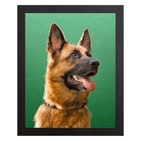 Palette Knife Pet Portrait-Green-Framed-16x20