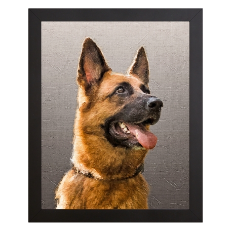 Palette Knife Pet Portrait-Gray-Framed-16x20