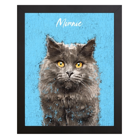 Rustic Painting Pet Portrait-Blue-Framed-16x20