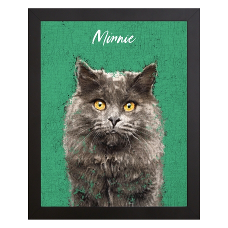 Rustic Painting Pet Portrait-Green-Framed-11x14