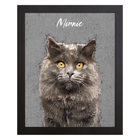 Rustic Painting Pet Portrait-Gray-Framed-16x20