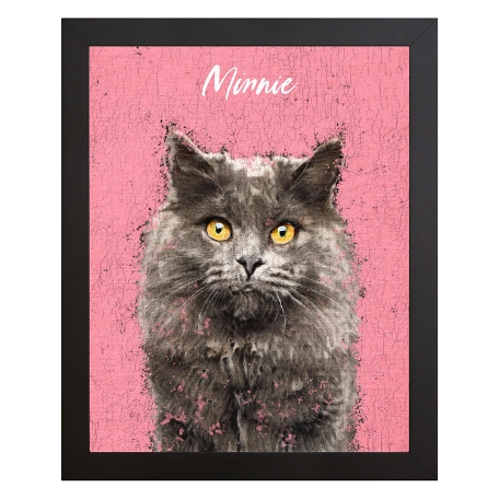 Rustic Painting Pet Portrait-Pink-Framed-18x24