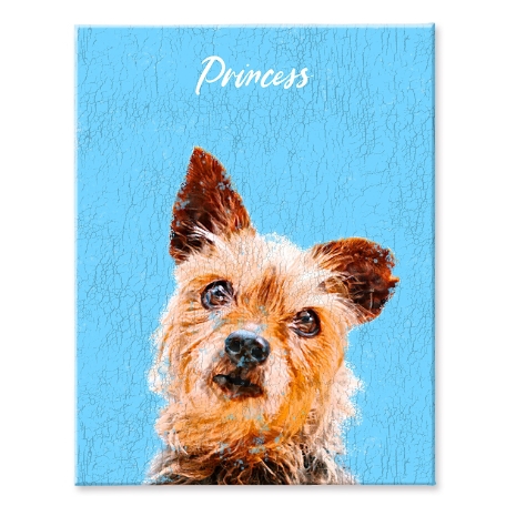 Rustic Painting Pet Portrait-Blue-Unframed-11x14