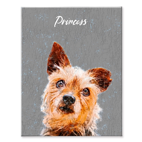 Rustic Painting Pet Portrait-Gray-Unframed-18x24