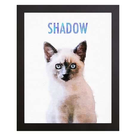 Watercolor Pet Portrait-Blue-Framed-Name-11x14