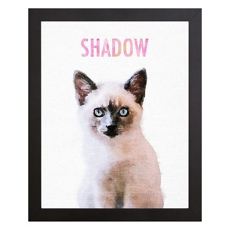 Watercolor Pet Portrait-Pink-Framed-Name-18x24