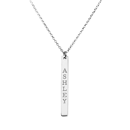 Classic Name Vertical Bar Necklace - Sterling Silver