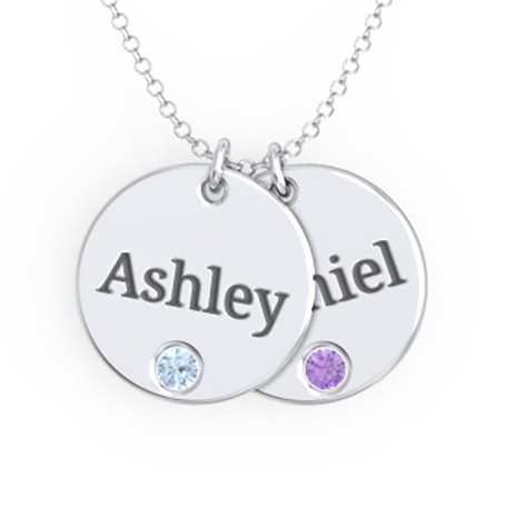 Family Tokens Birthstone Name Necklace - 2 Names/Stones