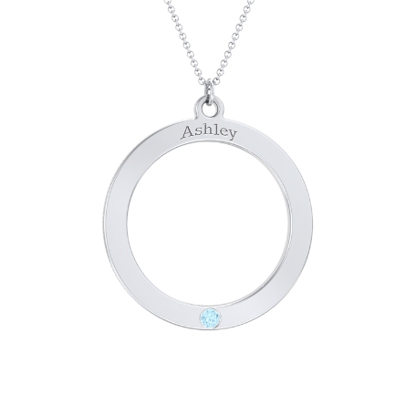 Forever Family Circle Birthstone Pendant - 1 Name