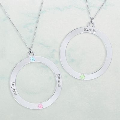 Forever Family Circle Birthstone Necklace