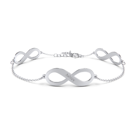 Forever Family Infinity Name Bracelet - 3 Infinity