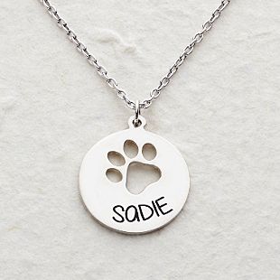 Loving Paws Engraved Name Necklace