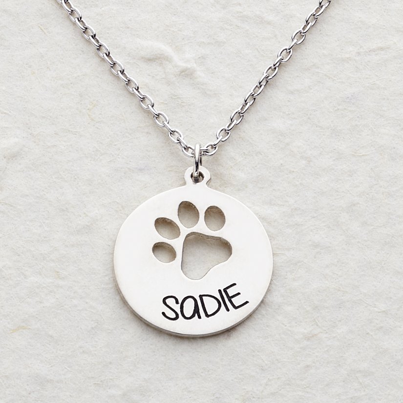 Pawprints Engraved Sympathy Necklace