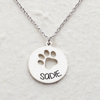 Cherished Paws Engraved Personalized Name Necklace