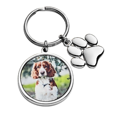 Loving Paws Photo Charm Keychain - Silver
