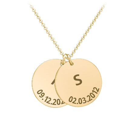 Moments In Time Initial Necklace - 10K Yellow Gold - 2 Discs