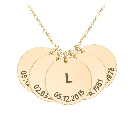 Moments In Time Initial Necklace - 10K Yellow Gold - 5 Discs