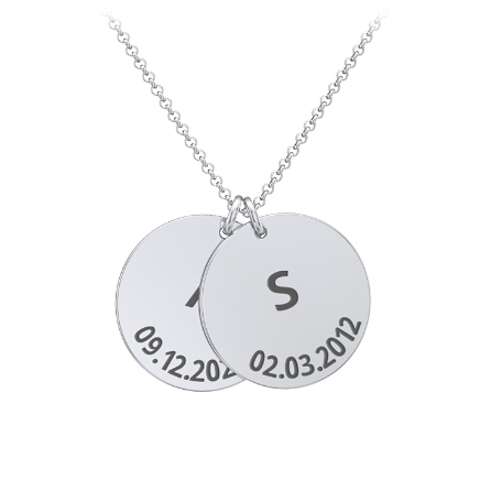 Moments In Time Initial Necklace - Sterling Silver - 2 Discs