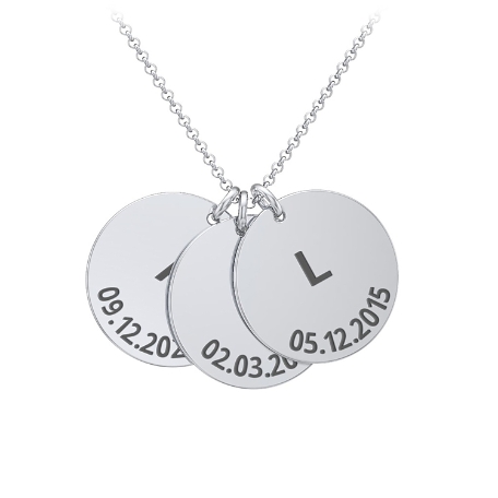 Moments In Time Initial Necklace - Sterling Silver - 3 Discs