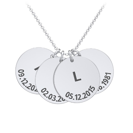 Moments In Time Initial Necklace - Sterling Silver - 4 Discs