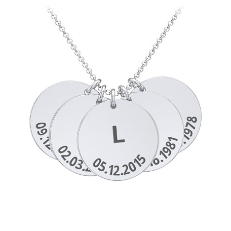 Moments In Time Initial Necklace - Sterling Silver - 5 Discs