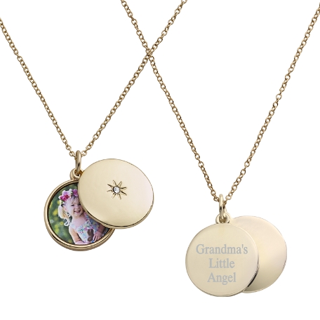 Love Remembered Birthstone Sliding Photo Locket w/Engraving - Gold - December