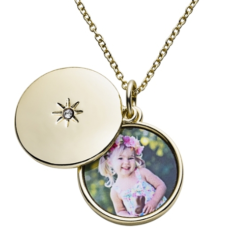 Love Remembered Birthstone Sliding Photo Locket - Gold - October
