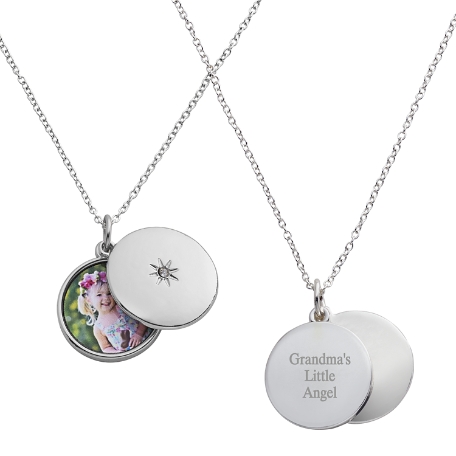 Love Remembered Birthstone Sliding Photo Locket  - Silver - January