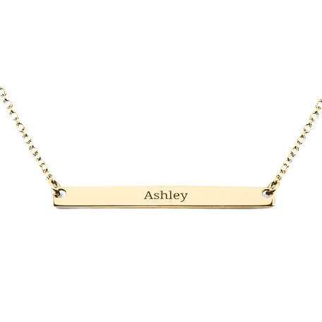 Sophisticated Name Bar Necklace - Narrow -  10K Yellow Gold