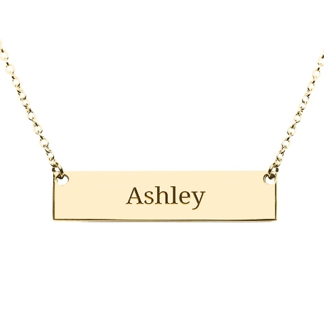 Sophisticated Name Bar Necklace - Wide -  10K Yellow Gold