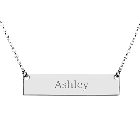 Sophisticated Name Bar Necklace - Wide -  Sterling Silver