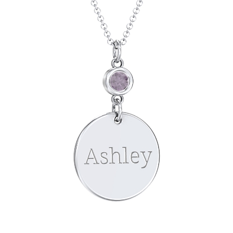 Token Name Birthstone Necklace - Sterling Silver - Classic