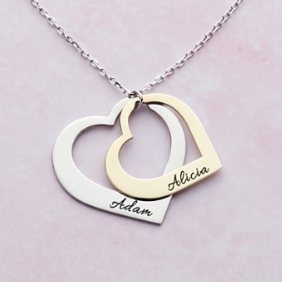 Two Hearts As One Name Necklace