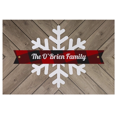 Barnwood & Plaid Snowflake Doormat - 24X36