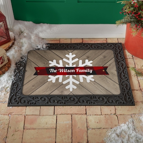 Barnwood & Plaid Snowflake Doormat