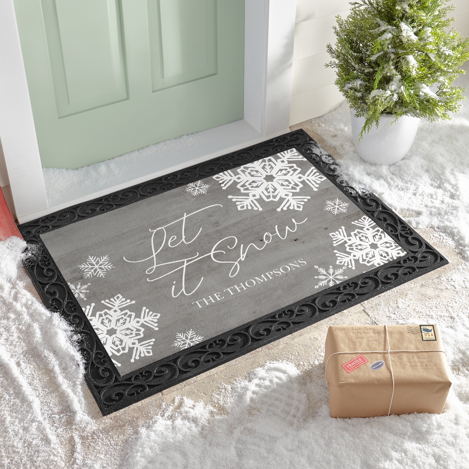 Let It Snow Snowflake Doormat