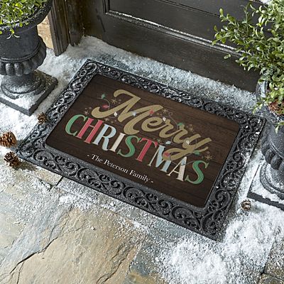 Merry Christmas Wood Plank Doormat