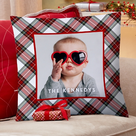 Plaid Photo Throw Pillow