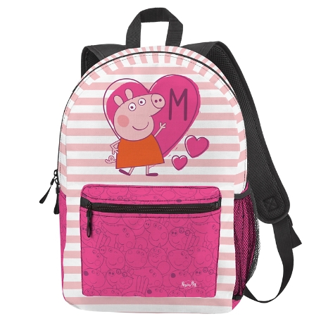 Peppa Pig  Allover Print Backpack-Heart & Stripes