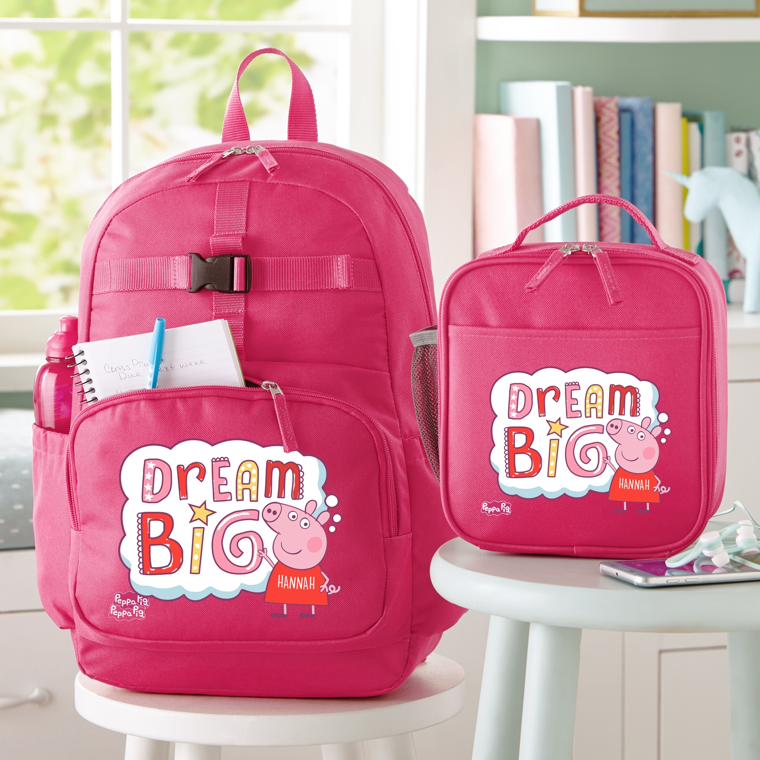 Peppa pig school bag and lunch box hotsell