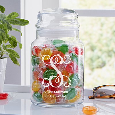 Family Initial & Name Glass Treat Jar