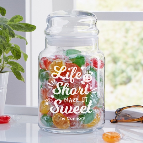 Life Is Short, Make It Sweet Glass Treat Jar