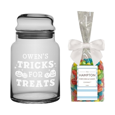 Tricks For Treats Glass Treat Jar with Candy