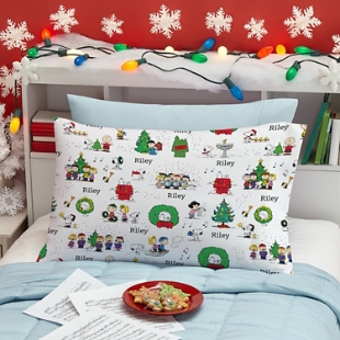 PEANUTS® Christmas Mixed Print Pillowcase