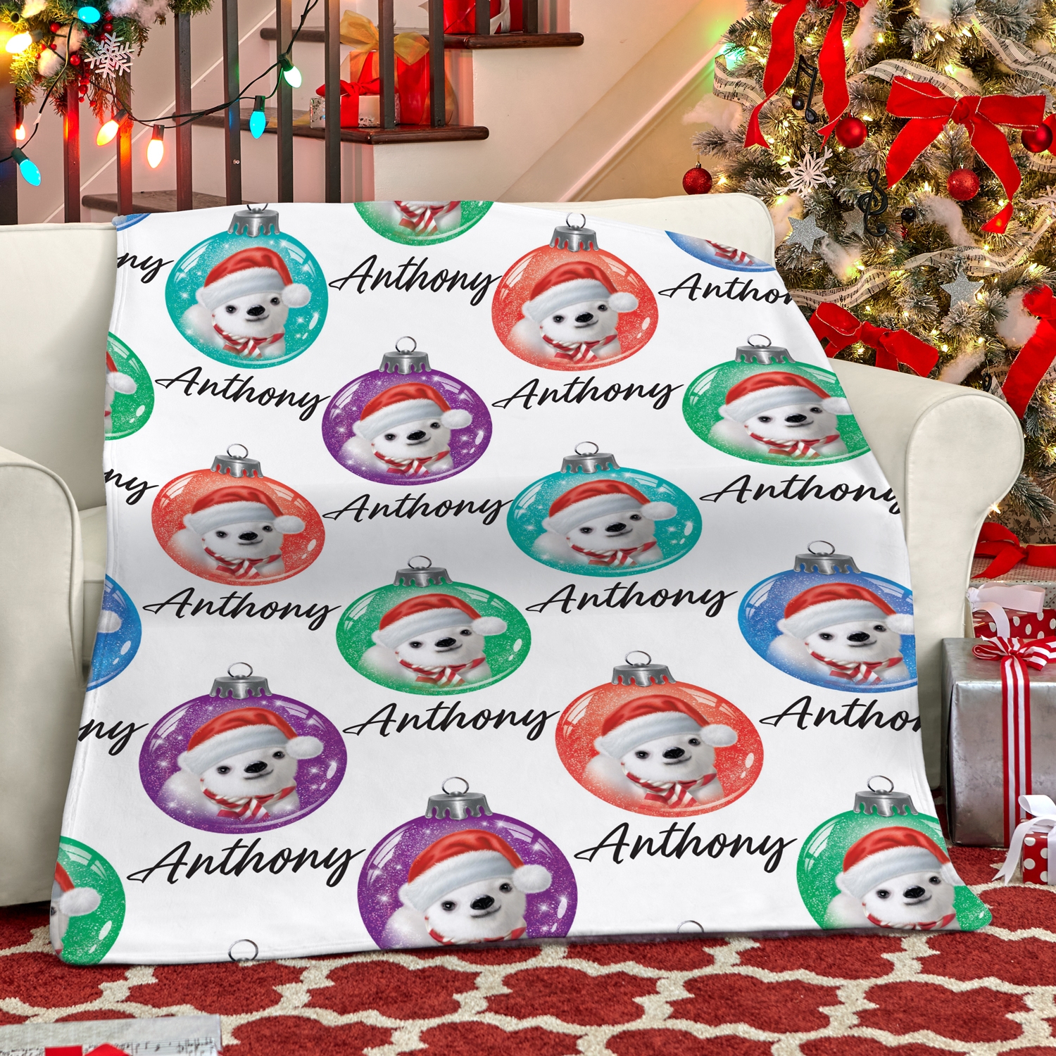 Animal Club International™  All Over Print Ornament Pattern Blanket