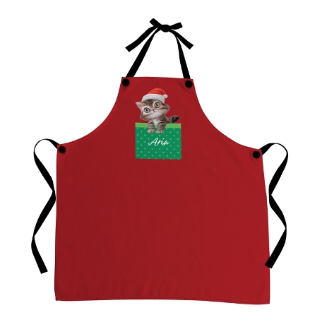 Animal Club International™  Santa Hat Baby Animals Apron-Gray Tabby Kitten