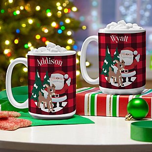 Rudolph® & Santa Holiday Plaid Mug