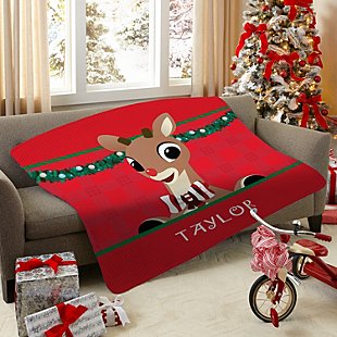 Rudolph® Plaid Holiday Blanket