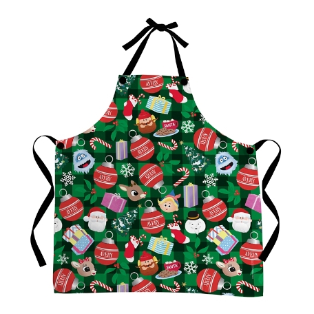 Rudolph® Presents & Things All Over Print Holiday Apron-Green