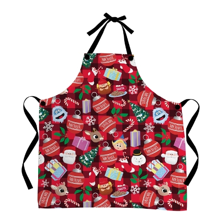 Rudolph® Presents & Things All Over Print Holiday Apron-Red